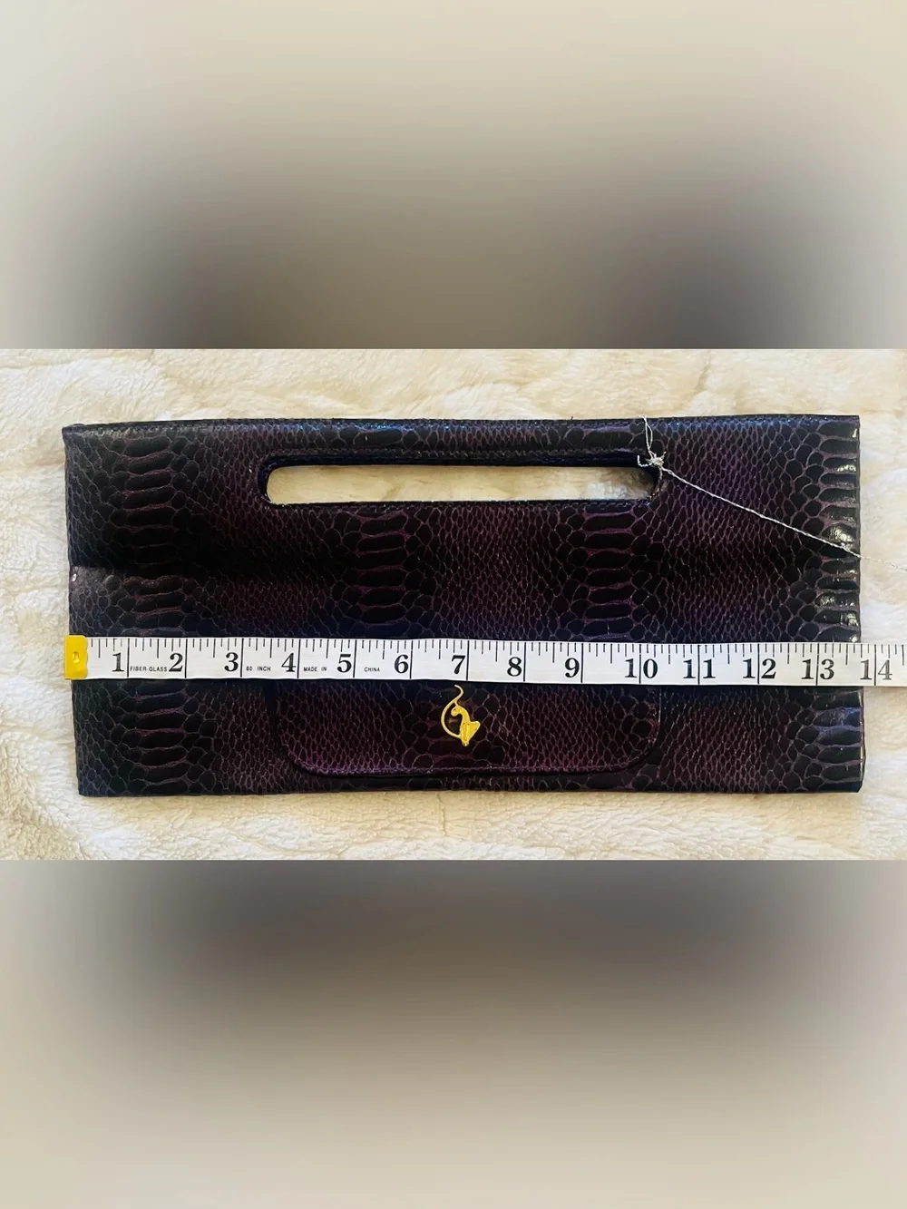 Vintage Y2K Baby Phat dark purple/plum faux snakeskin leather rectangular clutch
